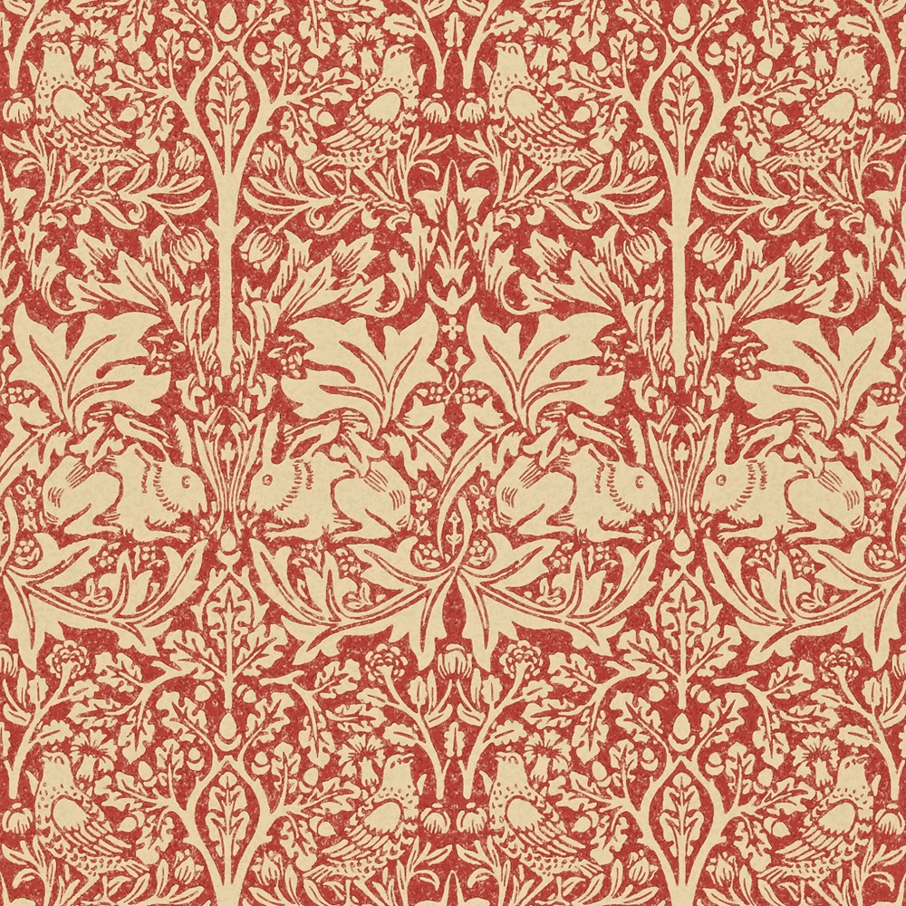 Brer Rabbit Wallpaper 106 by Morris & Co in Church Red Biscuit